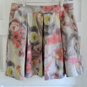 Rhyme Los Angeles Gray & Red Wool Blend Pleat Mini Skirt L